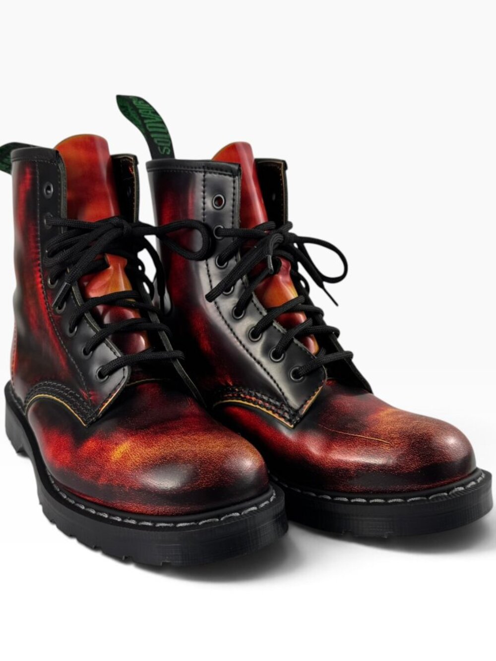 Solovair Flame Rub-Off 8 Eye Derby Boots • Women’s 8.5 • Men's 7.5  • NWOT